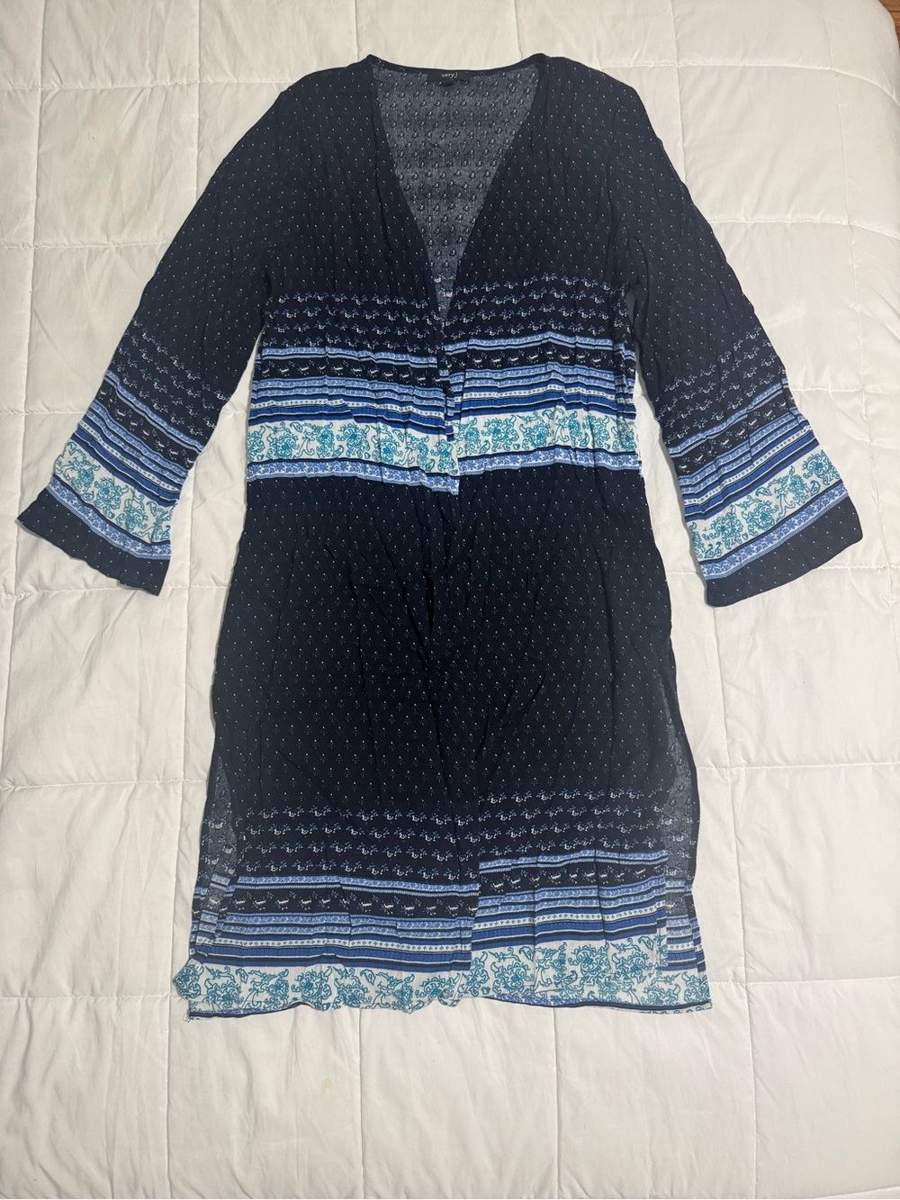 Very J Navy Blue & Teal Duster